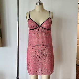 Vintage Y2K DKNY Printed Mesh Slip Dress